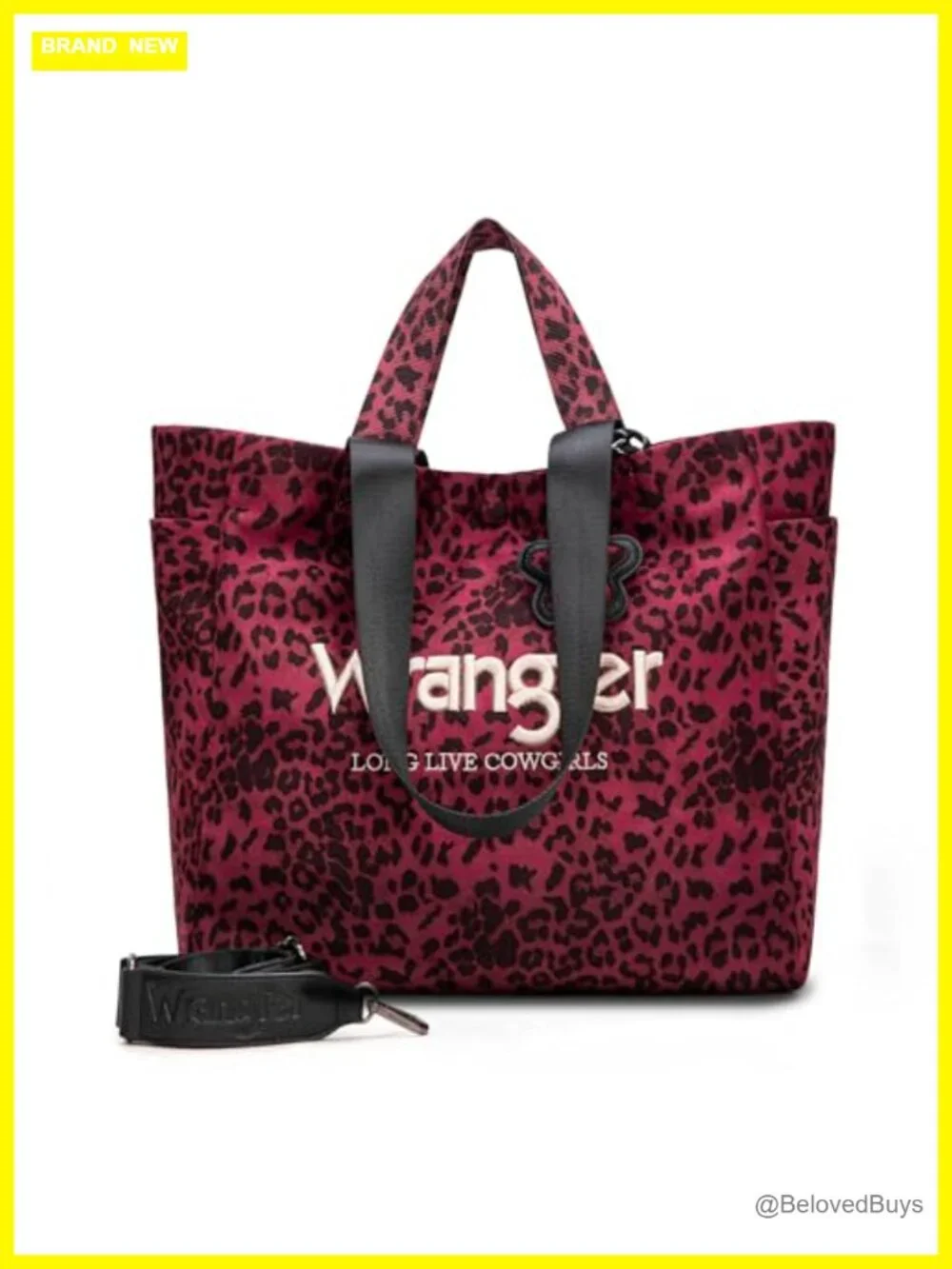 Large Tote Bag with Leopard Print, Detachable Strap, Multiple Pockets, Polyester